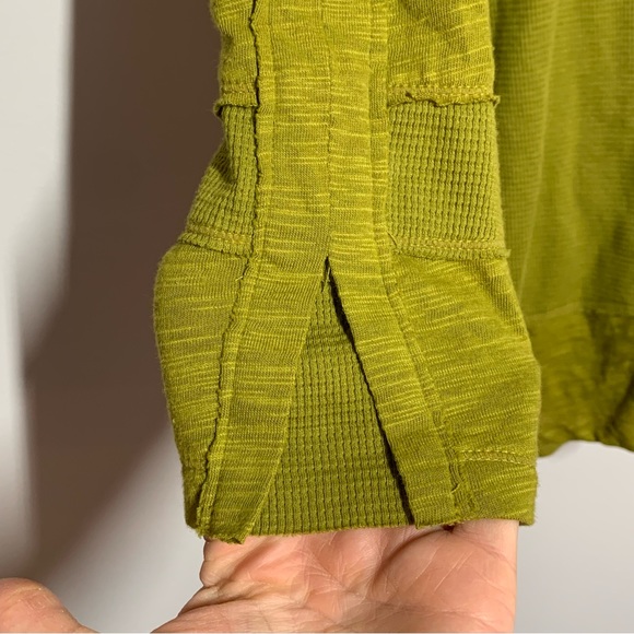 Neon Buddha cowl neck chartreuse green long sleeve waffle knit boho tunic S - Picture 6 of 8